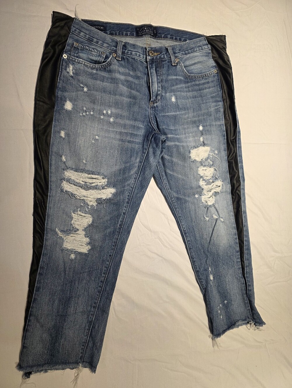 Lucky Brand Sienna Slim Boyfriend Jeans Sz 12 / 31 Custom Sides Cropped